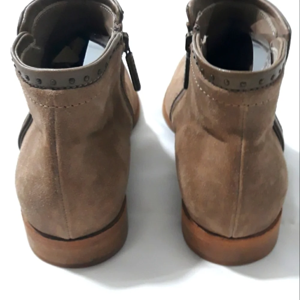 Italeau Handmade in Italy Leather Suede Tan Ankle Zipper Boots Size 36 /6 USA
